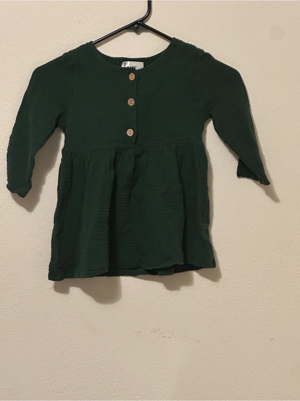 Babe Basics green long sleeve dress size 3 100% cotton